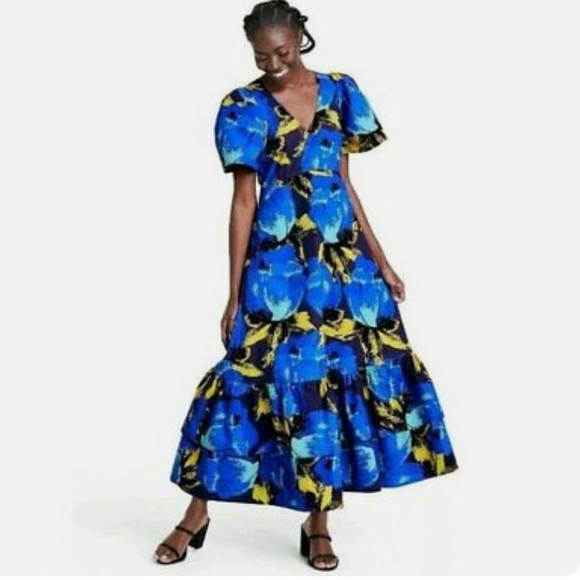 Floral Puff Sleeve Tiered Dress Christopher John Rogers for Target sz 4 - Picture 3 of 5